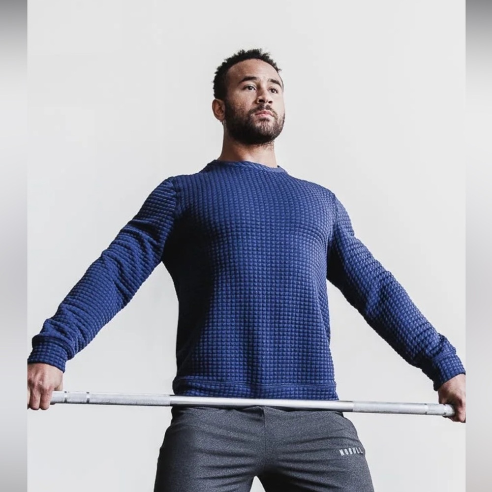 NOBULL mens quilted thermal navy workout shirt size Large